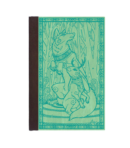 Jackalope & Wolf Magnetic Wooden Journal, Jade & Teal