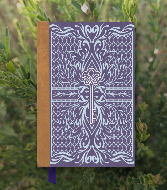 Enchanted Key Magnetic Wooden Journal, purple & gray