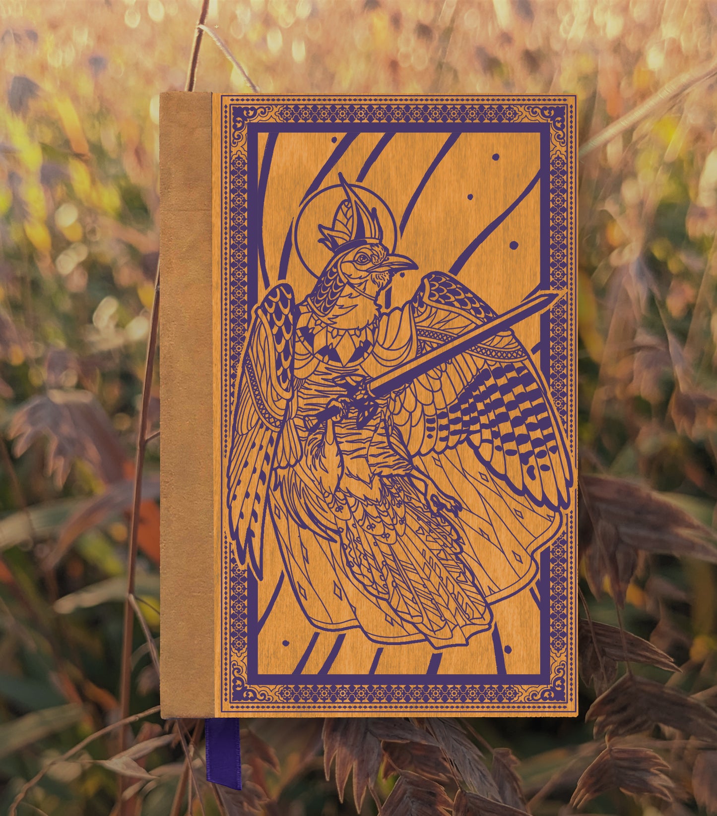 The King Cuckoo Magnetic Wooden Journal, Honey & Purple
