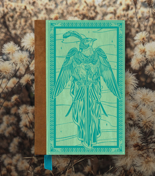 Swallow King's Knight Magnetic Wooden Journal, Jade & Teal