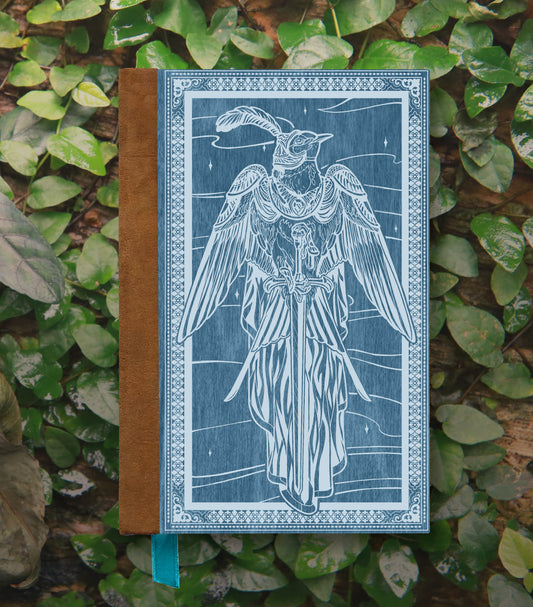 Swallow King's Knight Magnetic Wooden Journal, Blue & Gray