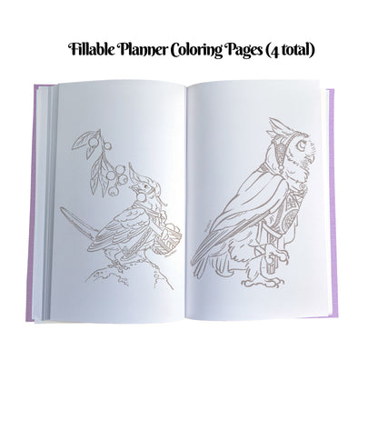 Mage Priest Magpie Magnetic Wooden Journal, Green & Lavender