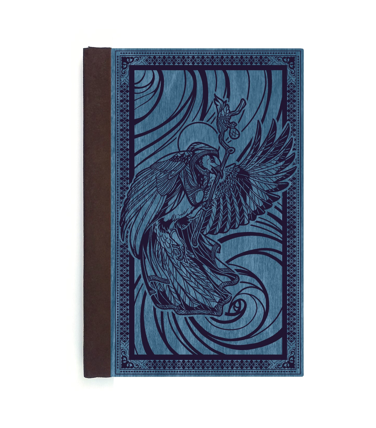 Mage Priest Magpie Magnetic Wooden Journal, Blue & Dark Purple