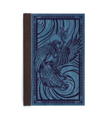 Mage Priest Magpie Magnetic Wooden Journal, Blue & Dark Purple