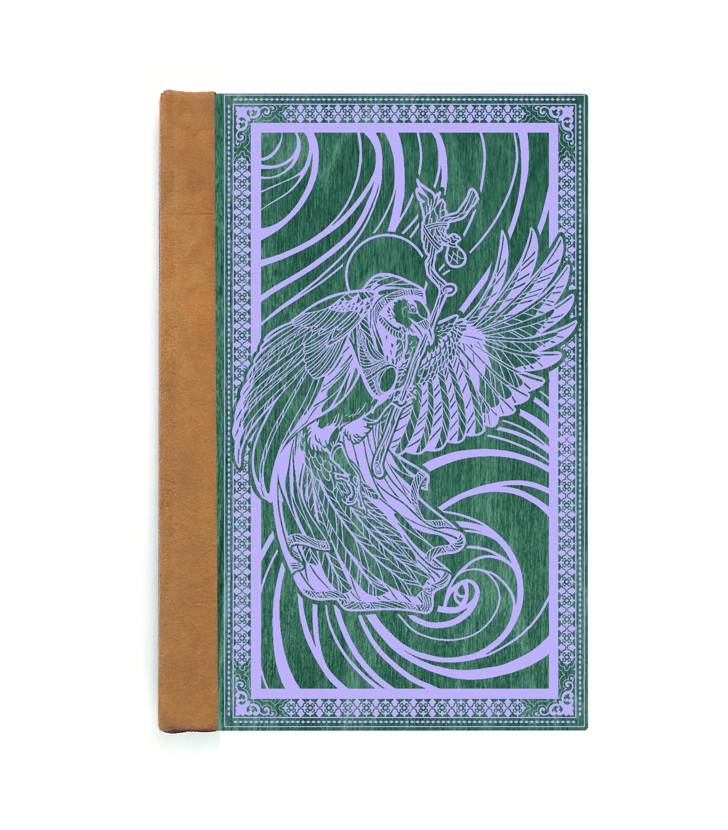 Mage Priest Magpie Magnetic Wooden Journal, Green & Lavender