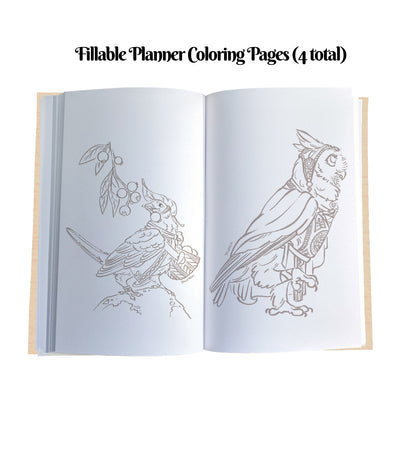 Warbler Blue Miner Magnetic Wooden Journal, Purple & Cream