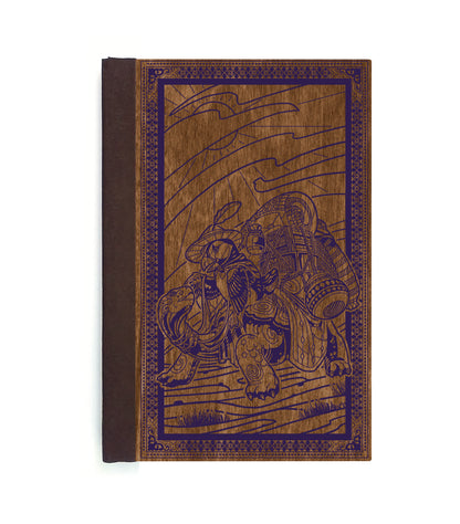 Puffin Merchant Magnetic Wooden Journal, Brown & Dark Purple