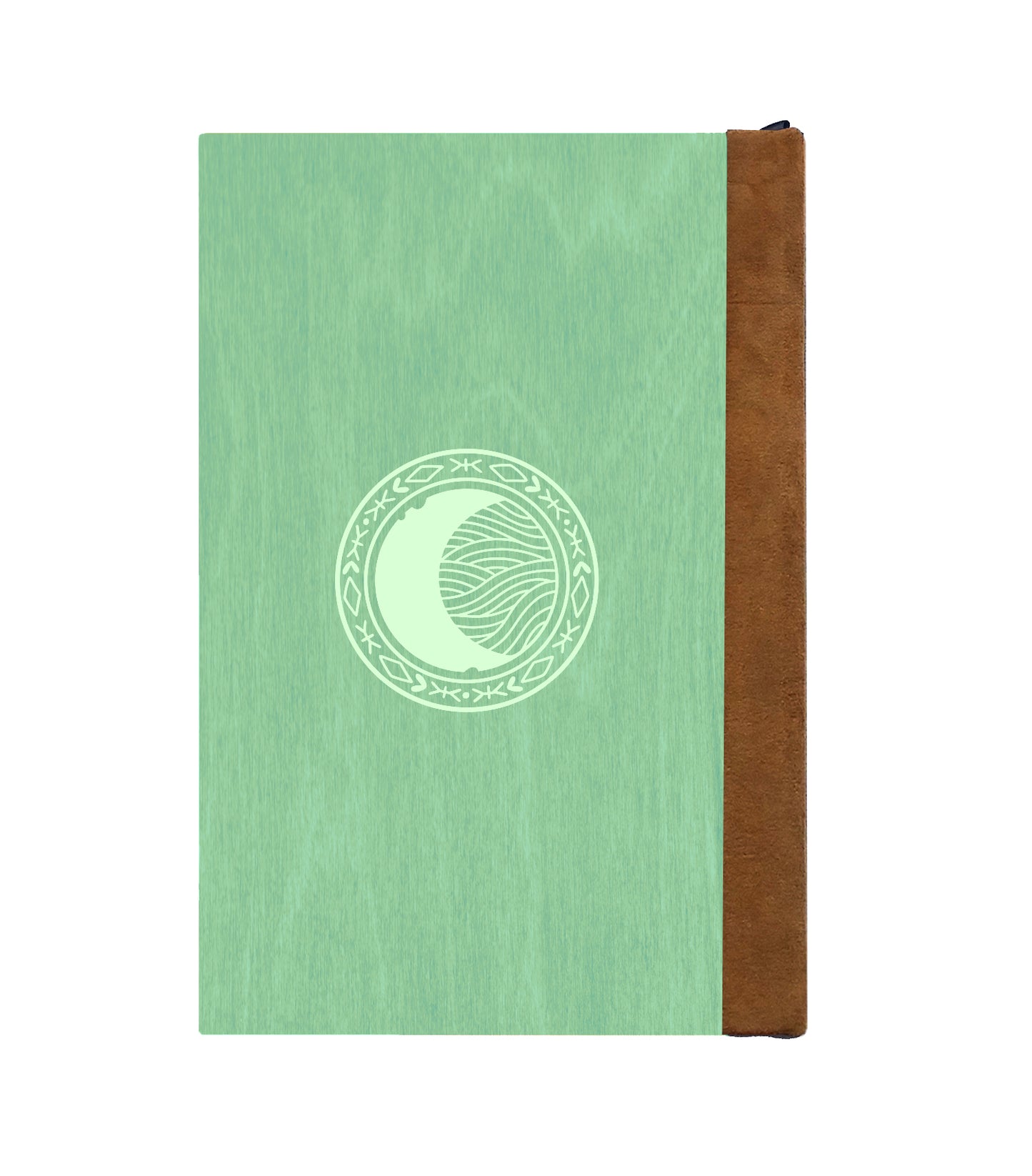 Luna Moth Magnetic Wooden Journal, Jade & Pale Lime