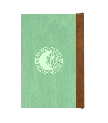Luna Moth Magnetic Wooden Journal, Jade & Pale Lime