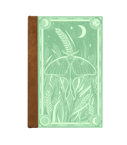 Luna Moth Magnetic Wooden Journal, Jade & Pale Lime