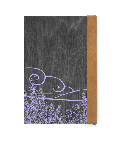 Bee Rider Magnetic Wooden Journal, Black & Lavender