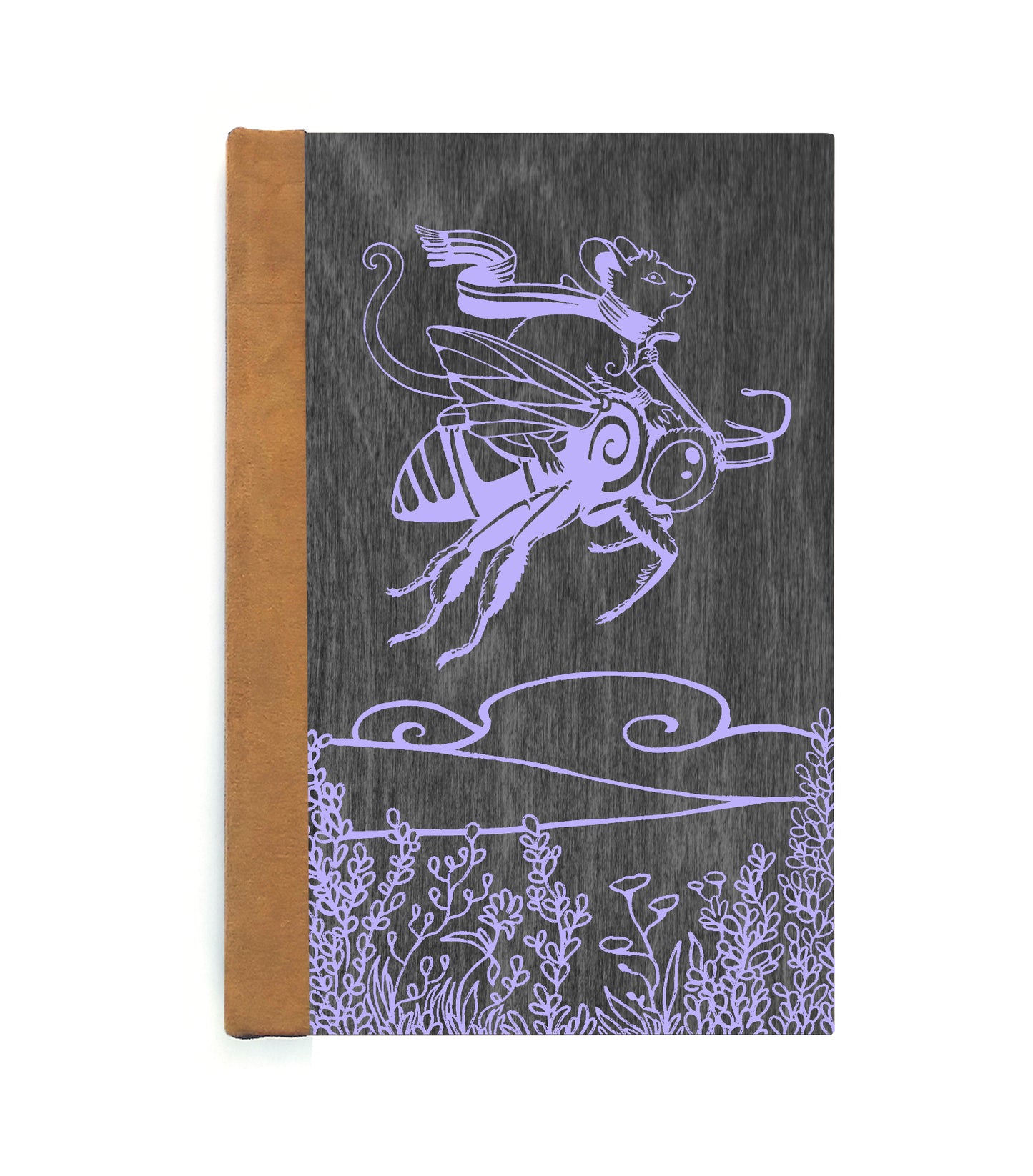 Bee Rider Magnetic Wooden Journal, Black & Lavender