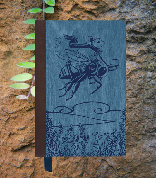 Bee Rider Magnetic Wooden Journal, Blue & Navy