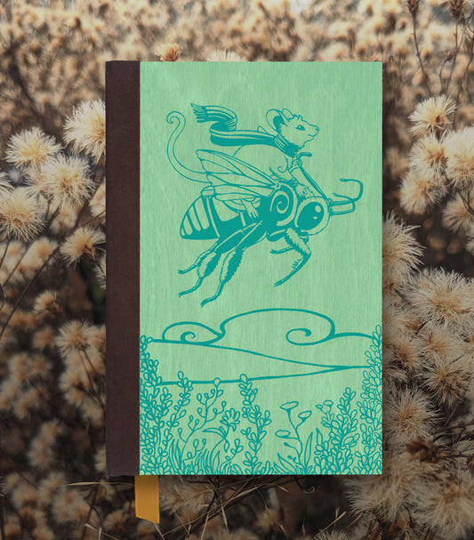 Bee Rider Magnetic Wooden Journal, Jade & Teal