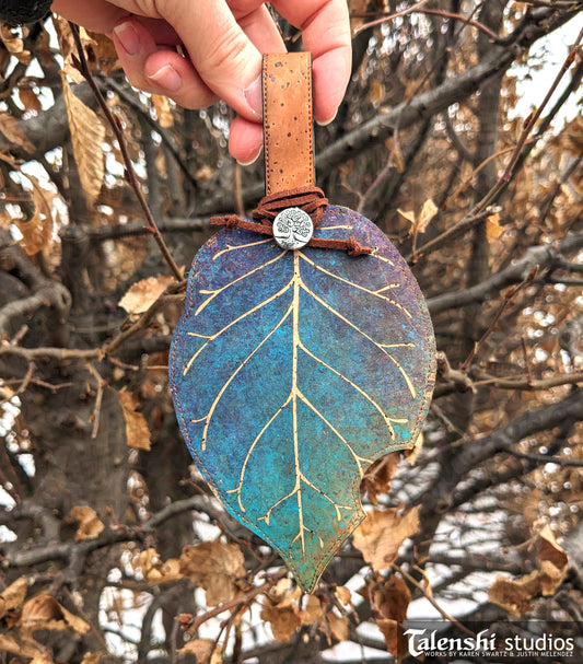 Cork Leather Zipper Pouch - Galaxy Osage Leaf (2 sizes)