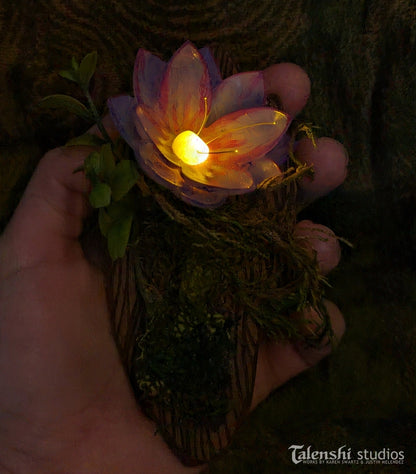 Enchanted Flower LED Brooch/ Pin, The Lavender Dream, low light