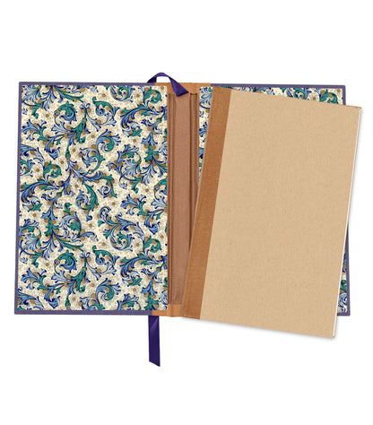 Warbler Blue Miner Magnetic Wooden Journal, Purple & Cream