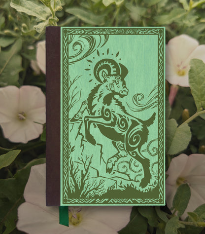 Bounding Ram Magnetic Wooden Journal, Jade & Olive