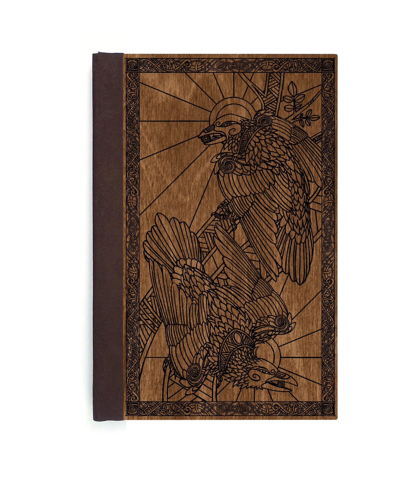 Ravens Magnetic Wooden Journal, Brown & Black