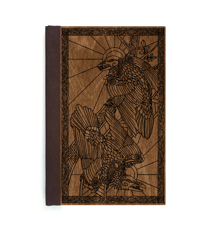 Ravens Magnetic Wooden Journal, Brown & Black
