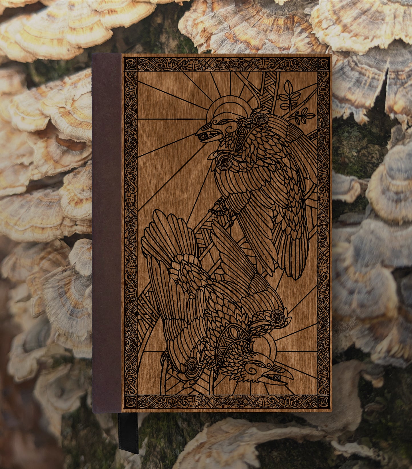 Ravens Magnetic Wooden Journal, Brown & Black