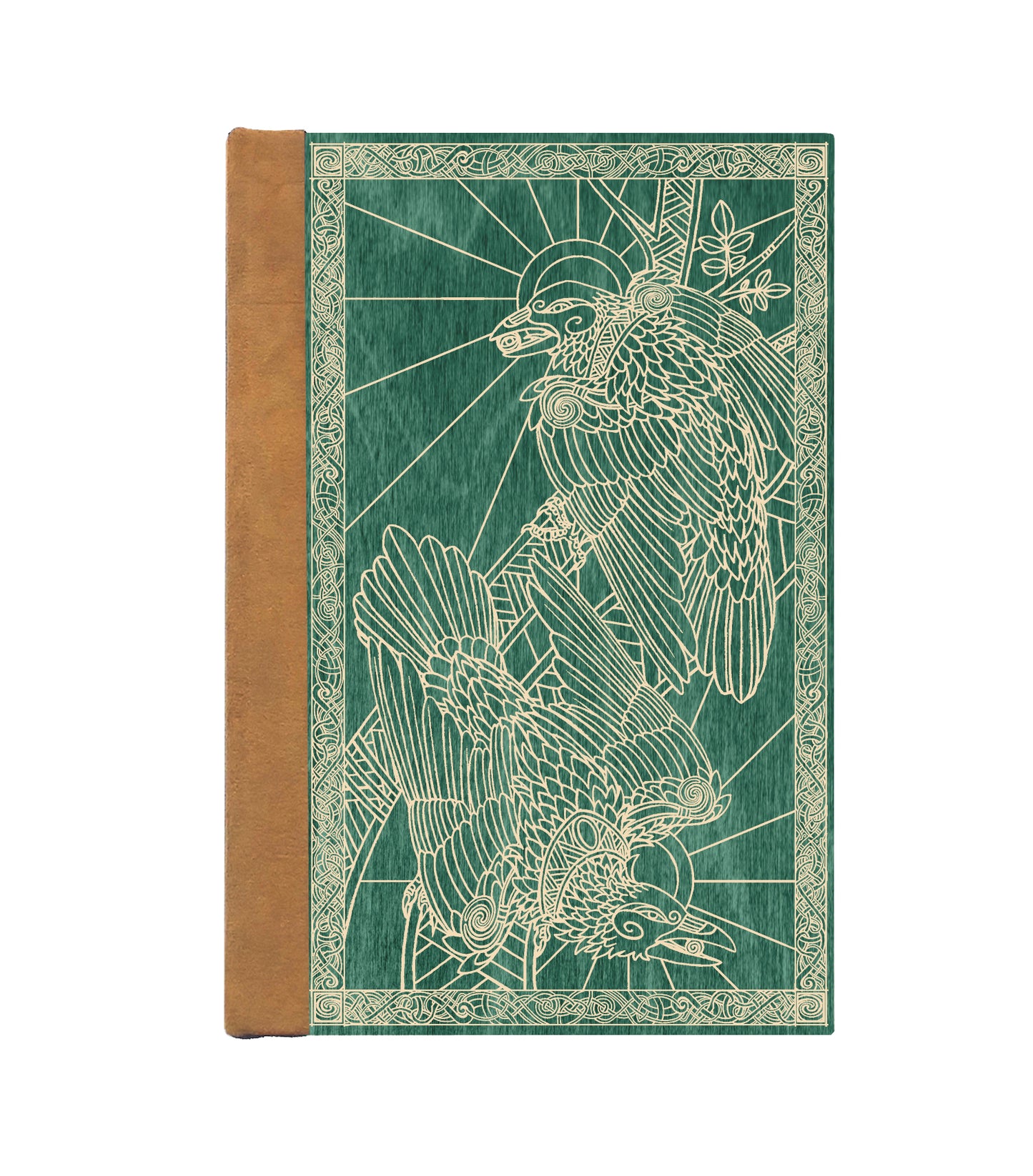 Ravens Magnetic Wooden Journal, Green & Cream