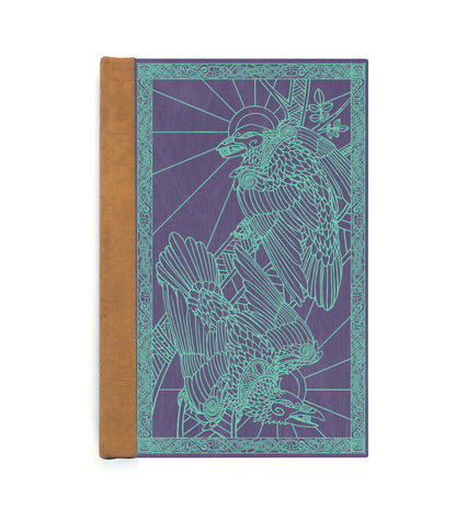 Ravens Magnetic Wooden Journal, Purple & Teal