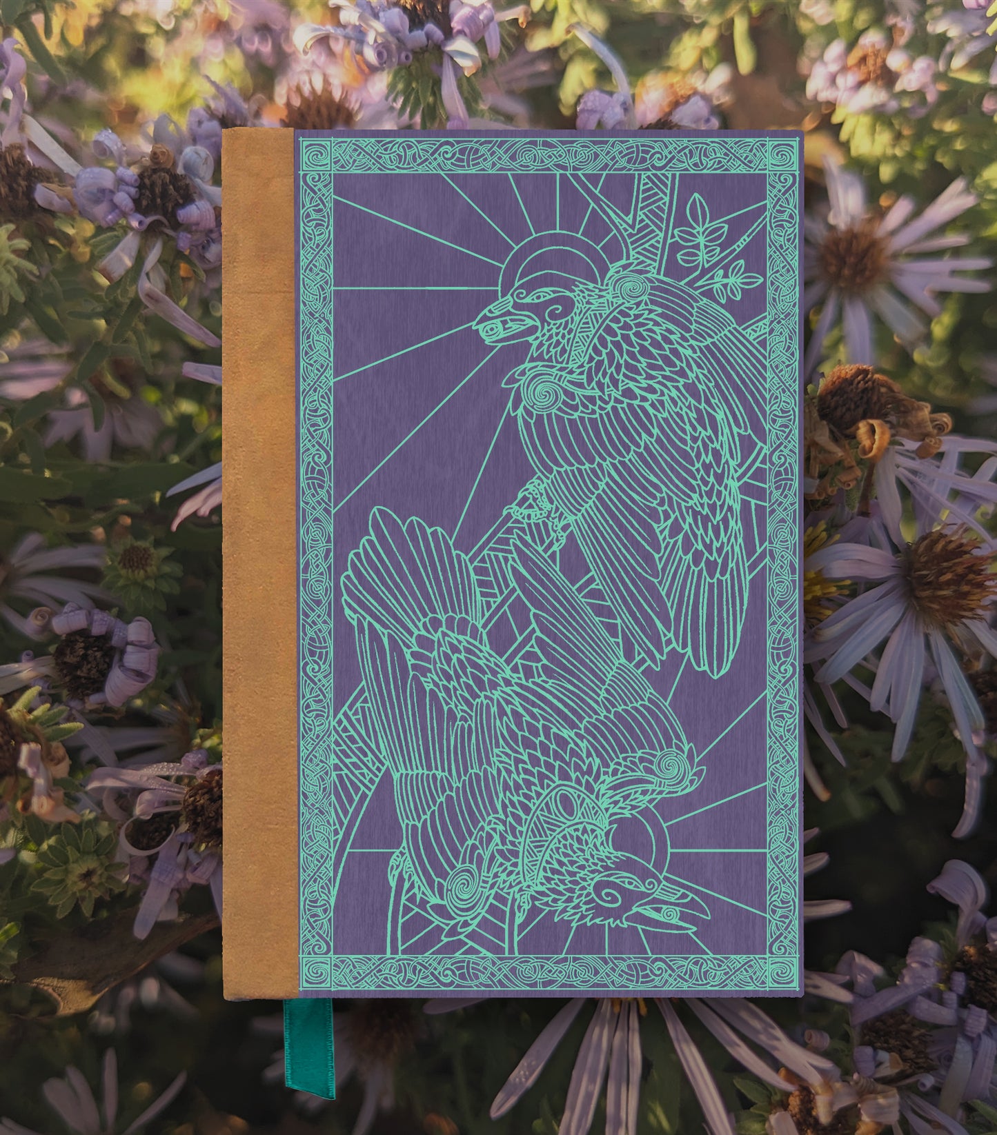Ravens Magnetic Wooden Journal, Purple & Teal