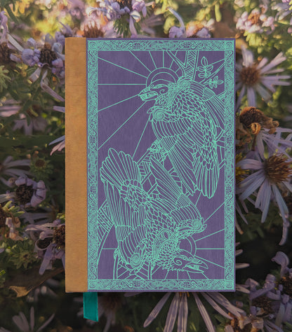 Ravens Magnetic Wooden Journal, Purple & Teal