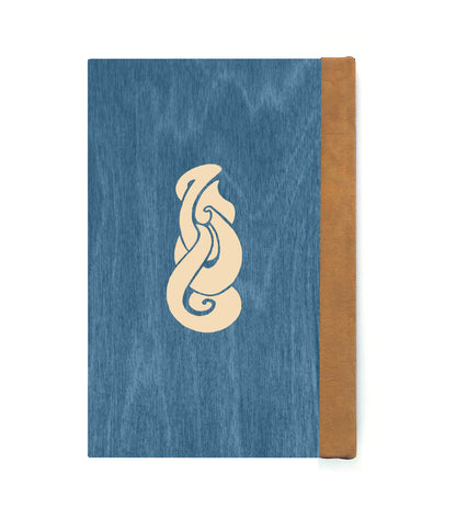 Spiraling Sharks Magnetic Wooden Journal, Blue & Cream