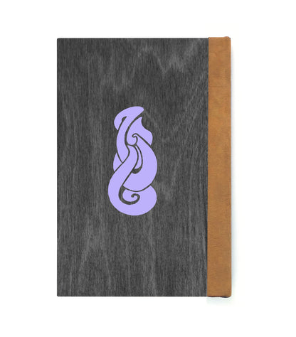 Spiraling Sharks Magnetic Wooden Journal, Black & Lavender