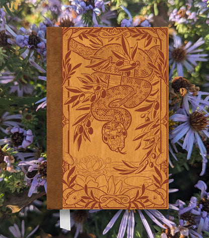 Wood Snake Magnetic Wooden Journal, Honey & Terra Cotta