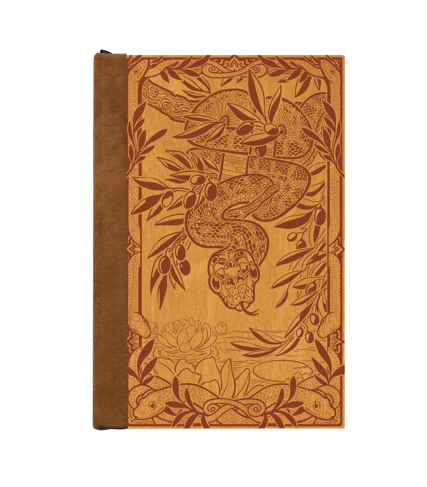Wood Snake Magnetic Wooden Journal, Honey & Terra Cotta