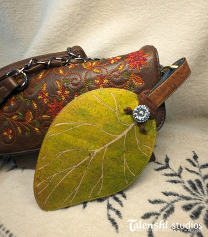 Cork Leather Zipper Pouch - Red Spade Leaf (2 sizes)