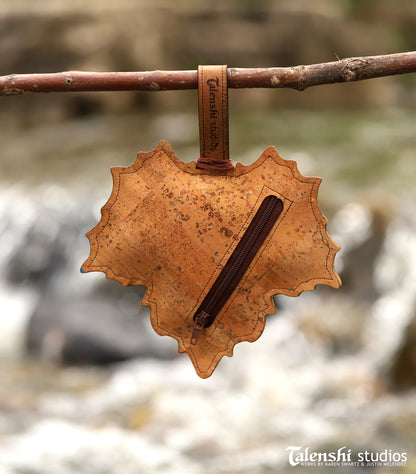 Cork Leather Zipper Pouch - Green Sycamore