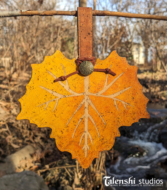 Cork Leather Zipper Pouch - Yellow Sycamore (2 sizes)