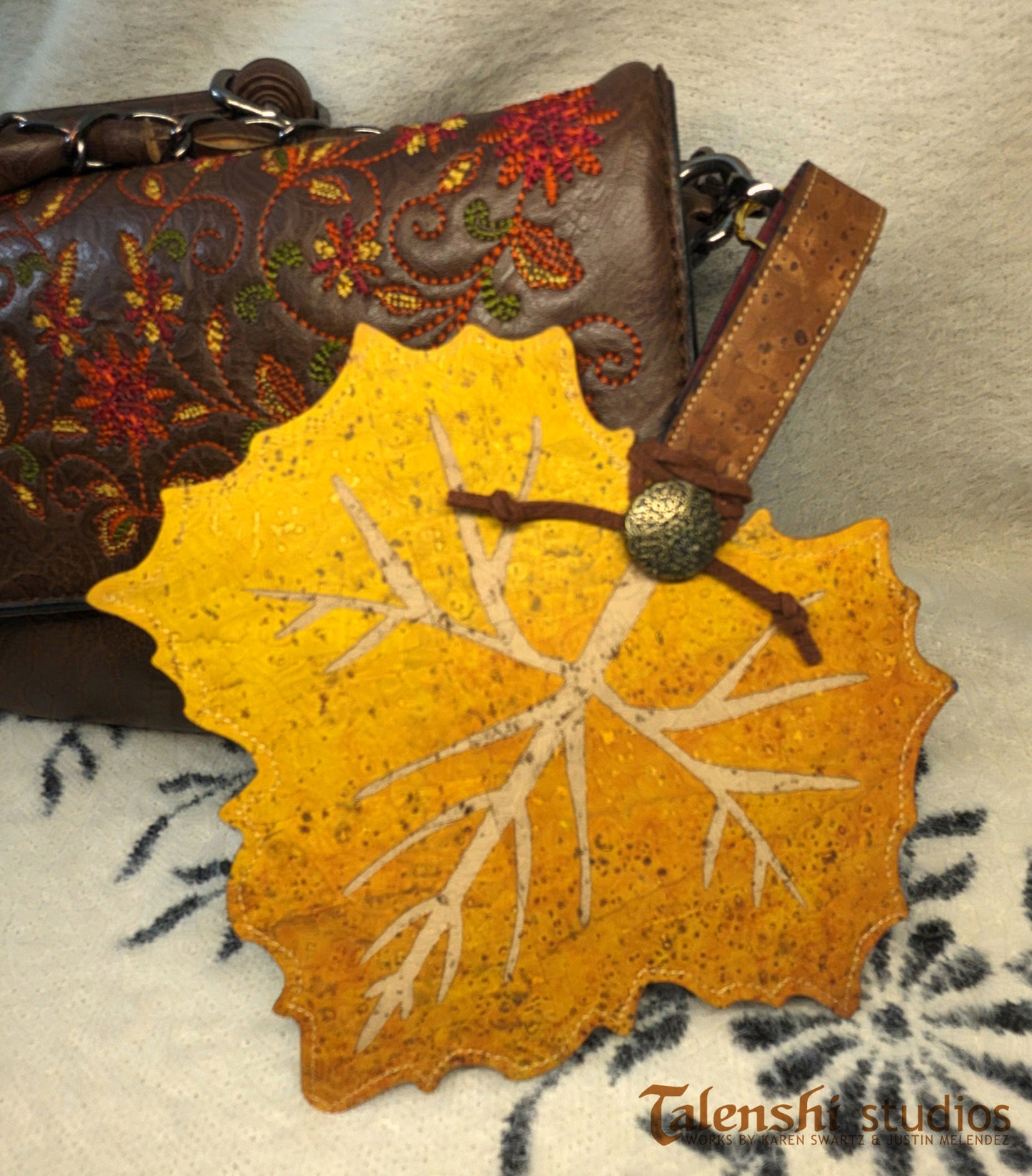 Cork Leather Zipper Pouch - Yellow Sycamore (2 sizes)