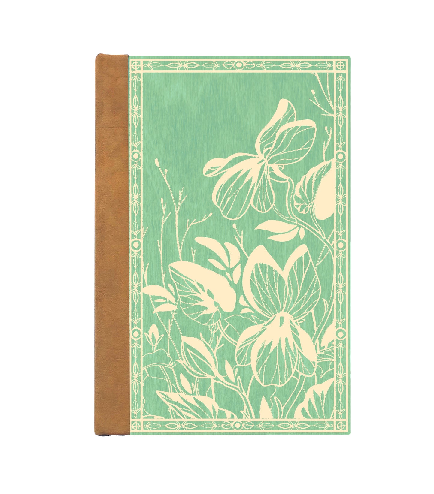 Violet Fields Magnetic Wooden Journal, Jade & Cream