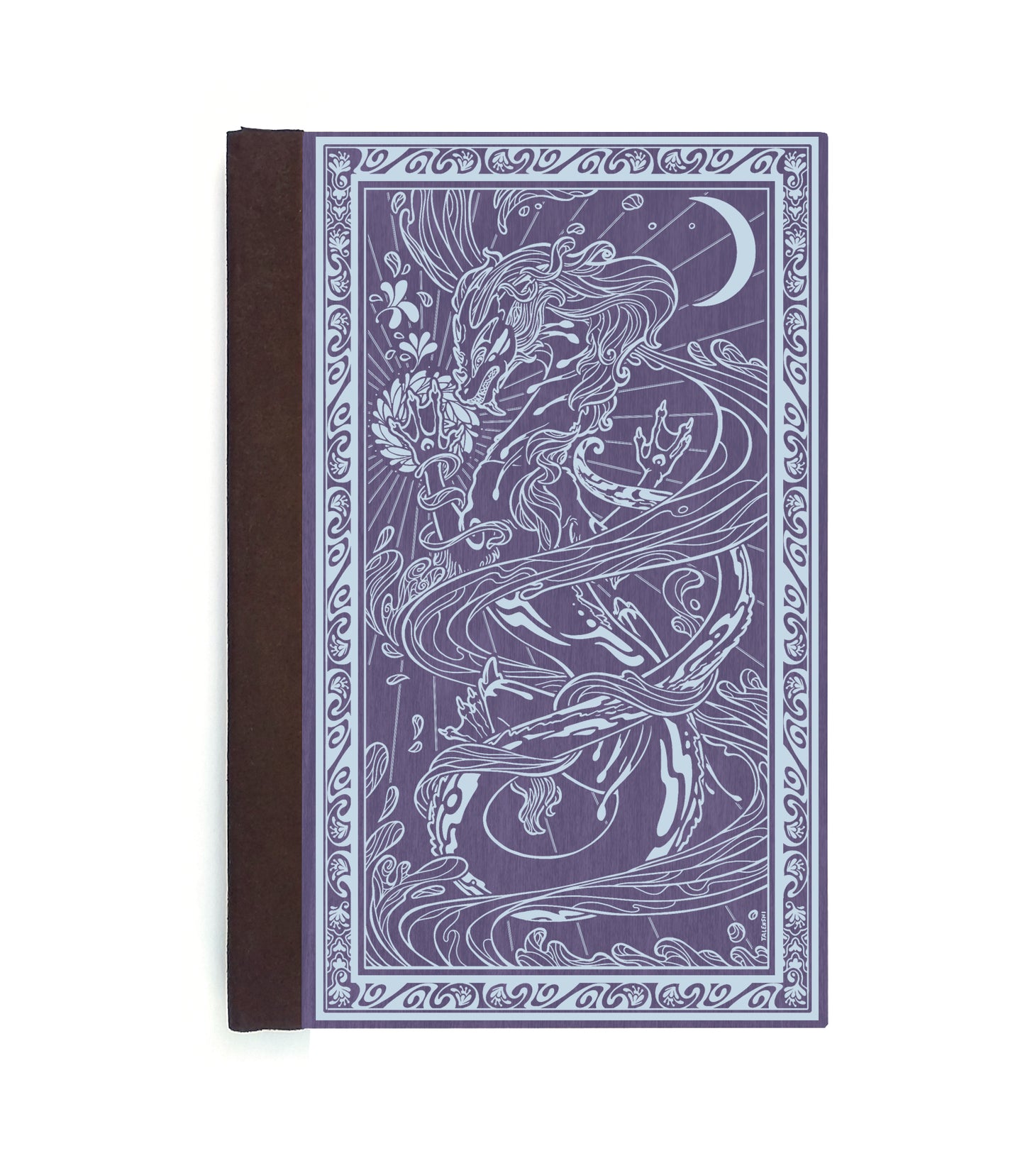 Water Dragon Magnetic Wooden Journal, Purple & Gray