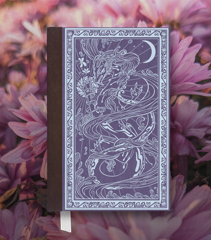 Water Dragon Magnetic Wooden Journal, Purple & Gray