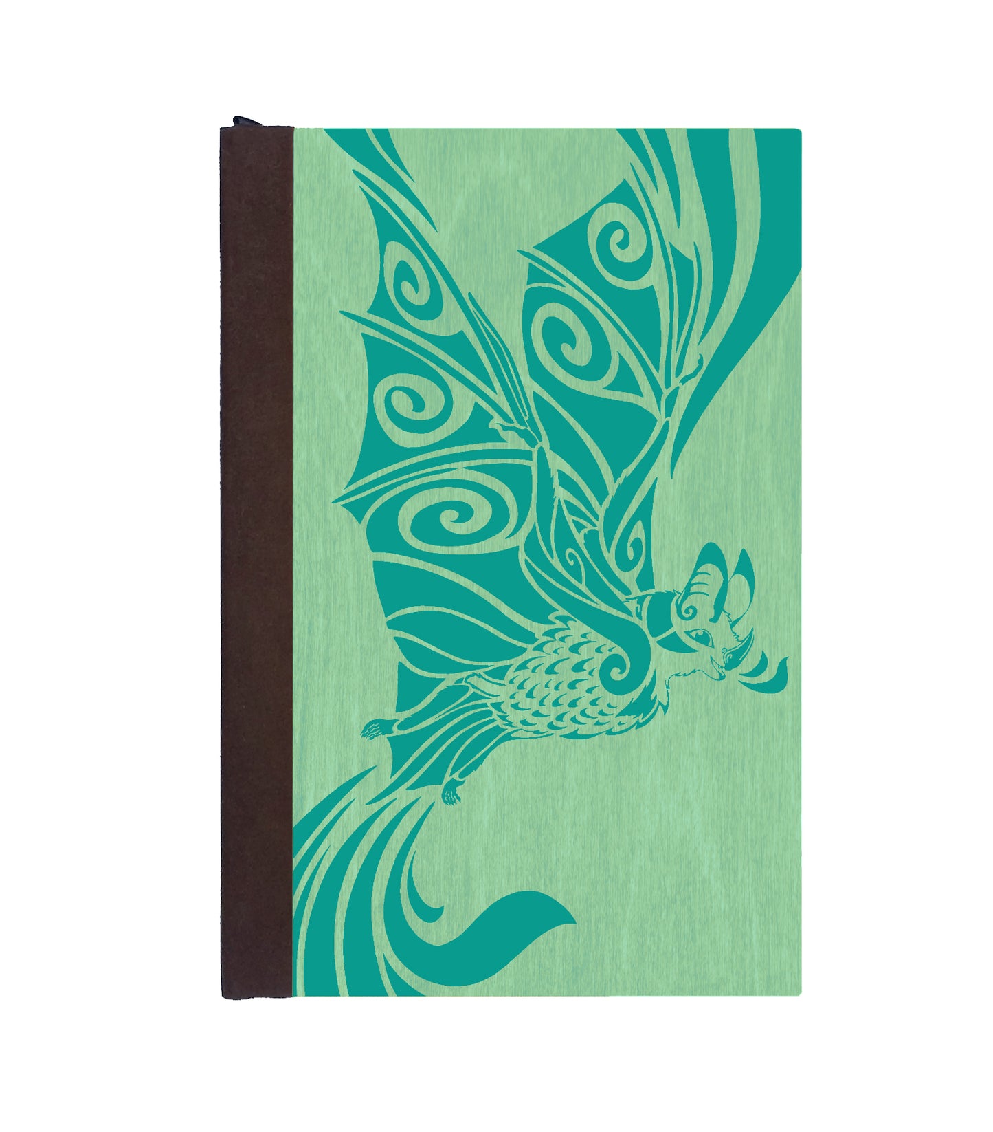 Cheerful Bat Magnetic Wooden Journal, Jade & Teal
