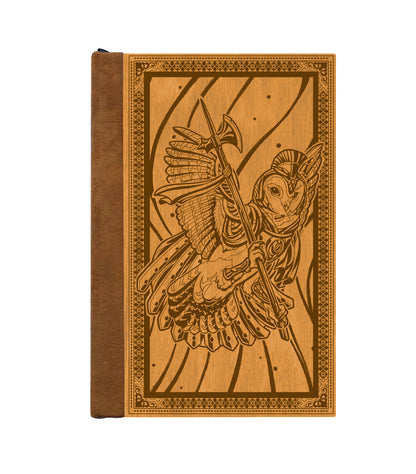 City Guard Owl Magnetic Wooden Journal, Honey & Tan