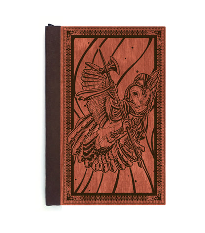 City Guard Owl Magnetic Wooden Journal, Red & Brown
