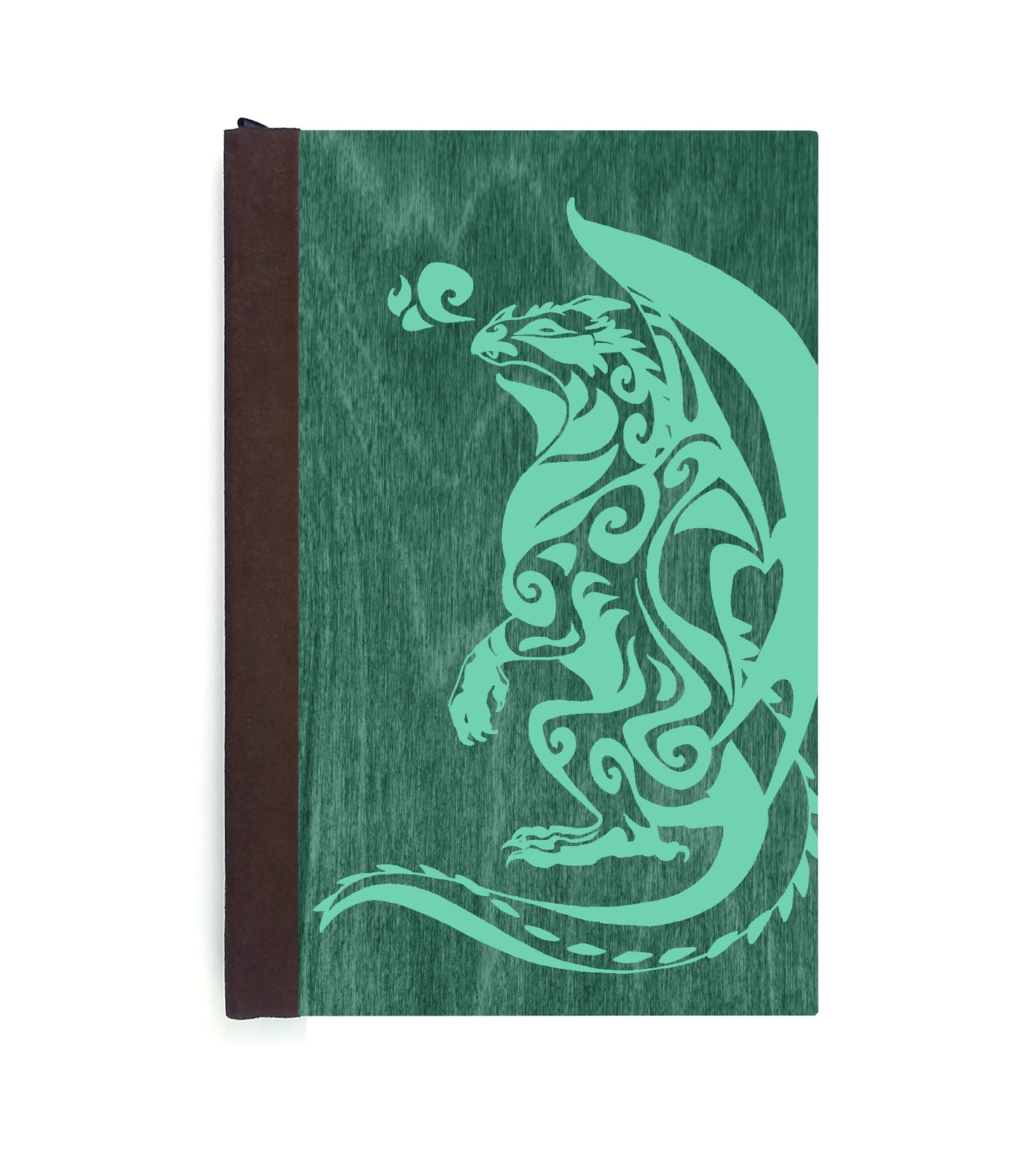 Gazing Dragon Magnetic Wooden Journal, Green & Teal