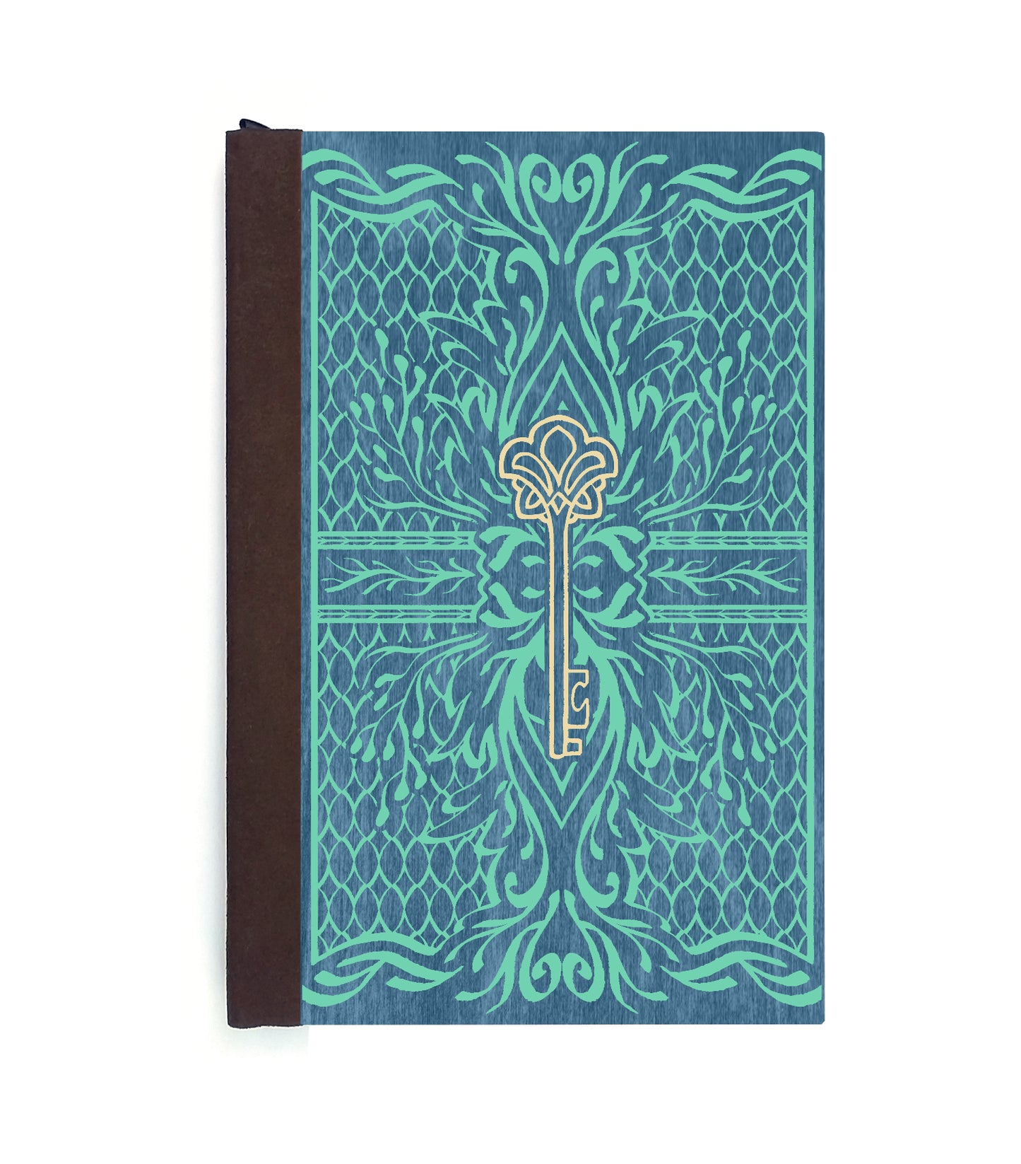 Enchanted Key Magnetic Wooden Journal, Blue & Teal