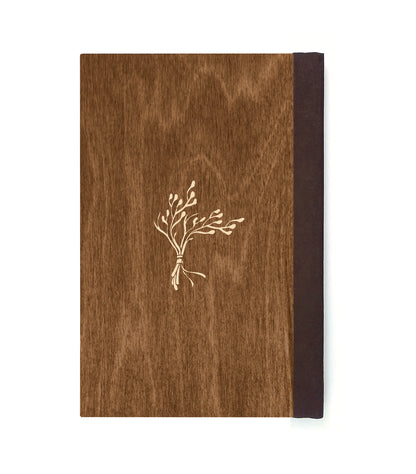 Enchanted Key Magnetic Wooden Journal, Brown & Cream