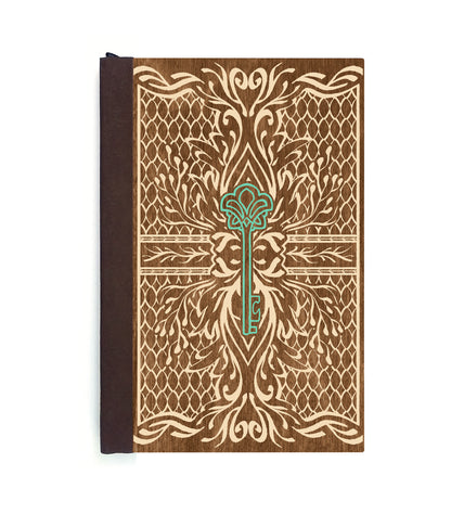 Enchanted Key Magnetic Wooden Journal, Brown & Cream