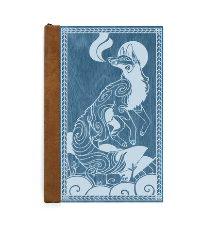 Dancing Fox Magnetic Wooden Journal, Blue & Gray