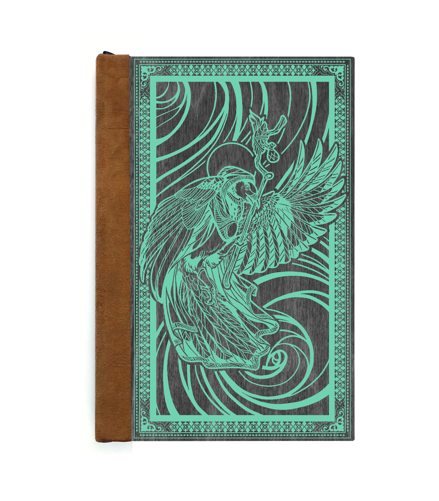 Mage Priest Magpie Magnetic Wooden Journal, Black & Teal