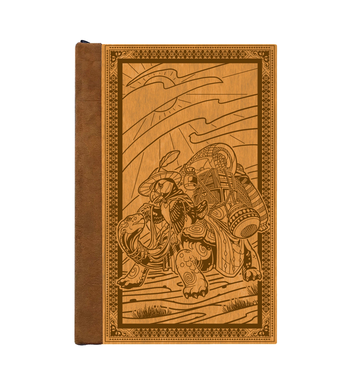 Puffin Merchant Magnetic Wooden Journal, Honey & Tan